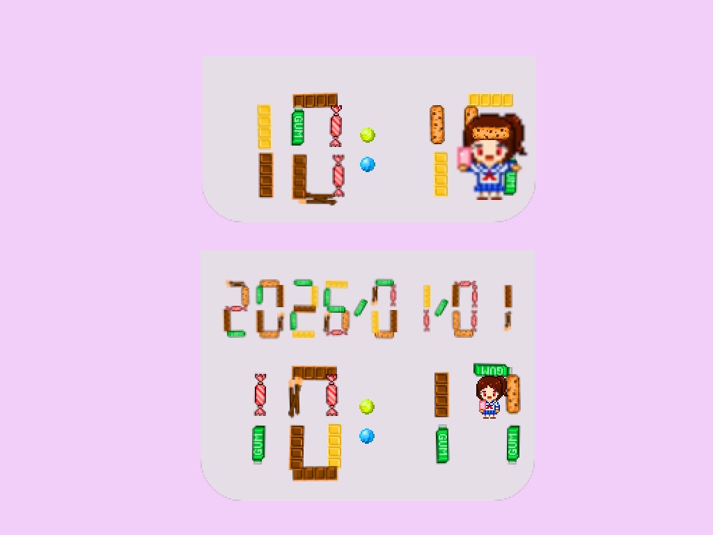 【OBS】ドット絵アバターが時刻を組み立てる!アバピクおしごと時計(固定デザイン) 無料デモ版あり