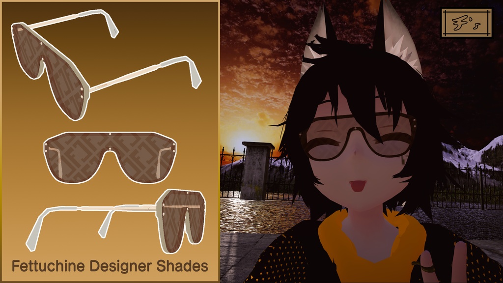 3Dモデル「フェトチーネデザイナー眼鏡」VRChat向け「986⊿」