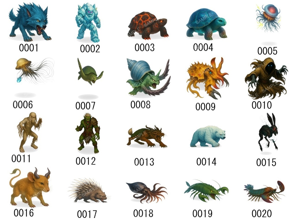 113体 敵キャラ素材集 Vol.1 ファンタジー幻獣 MZ MV UNITE