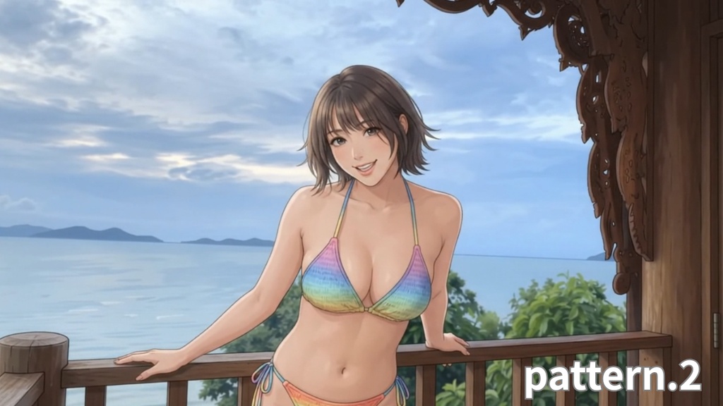 【ボイス付/¥100】南国リゾートとカラフルビキニの彼女(全3種+限定特典つき)【縦長・横長】