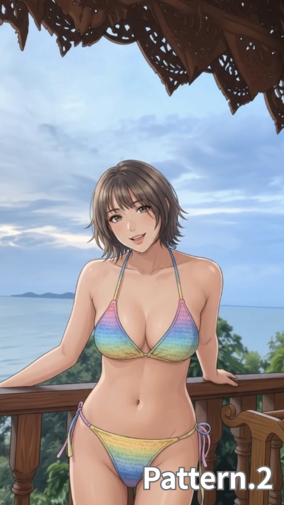 【ボイス付/¥100】南国リゾートとカラフルビキニの彼女(全3種+限定特典つき)【縦長・横長】
