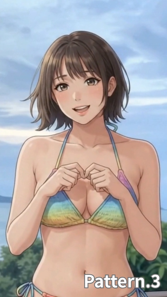 【ボイス付/¥100】南国リゾートとカラフルビキニの彼女(全3種+限定特典つき)【縦長・横長】