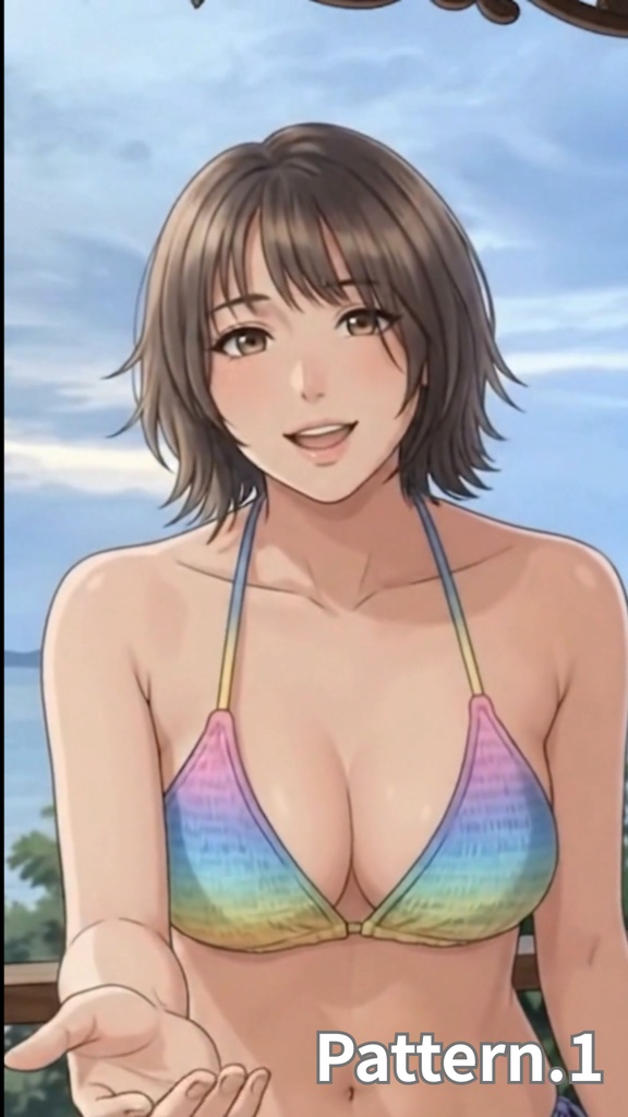 【ボイス付/¥100】南国リゾートとカラフルビキニの彼女(全3種+限定特典つき)【縦長・横長】