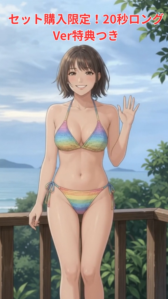 【ボイス付/¥100】南国リゾートとカラフルビキニの彼女(全3種+限定特典つき)【縦長・横長】