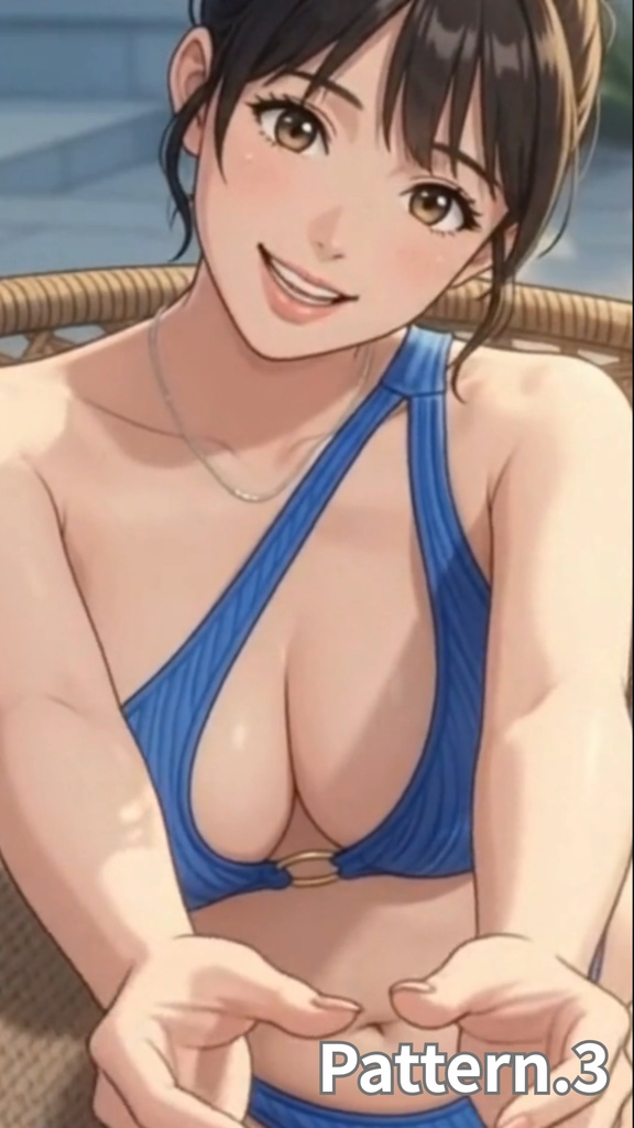 【ボイス付/¥100】ブルービキニの彼女と夕暮れプールデート(全3種+限定特典つき)【縦長・横長】