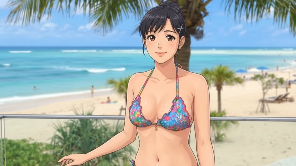 【ボイス付/￥100】花柄ビキニの彼女と南国リゾートデート（全3種＋限定特典つき）【縦長・横長】