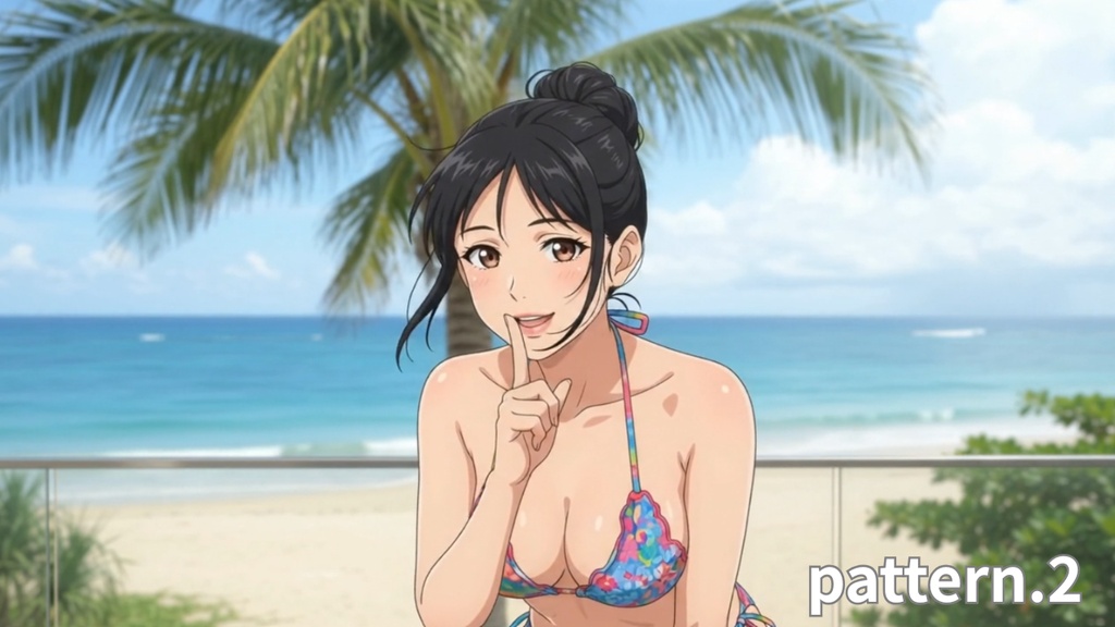 【ボイス付/¥100】花柄ビキニの彼女と南国リゾートデート(全3種+限定特典つき)【縦長・横長】