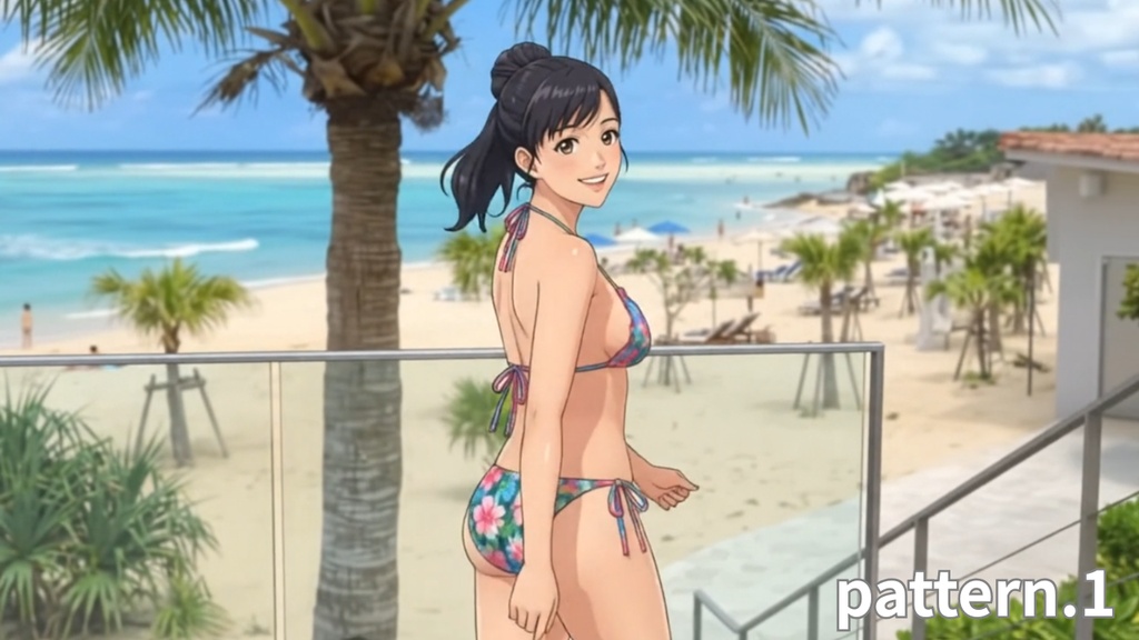 【ボイス付/¥100】花柄ビキニの彼女と南国リゾートデート(全3種+限定特典つき)【縦長・横長】