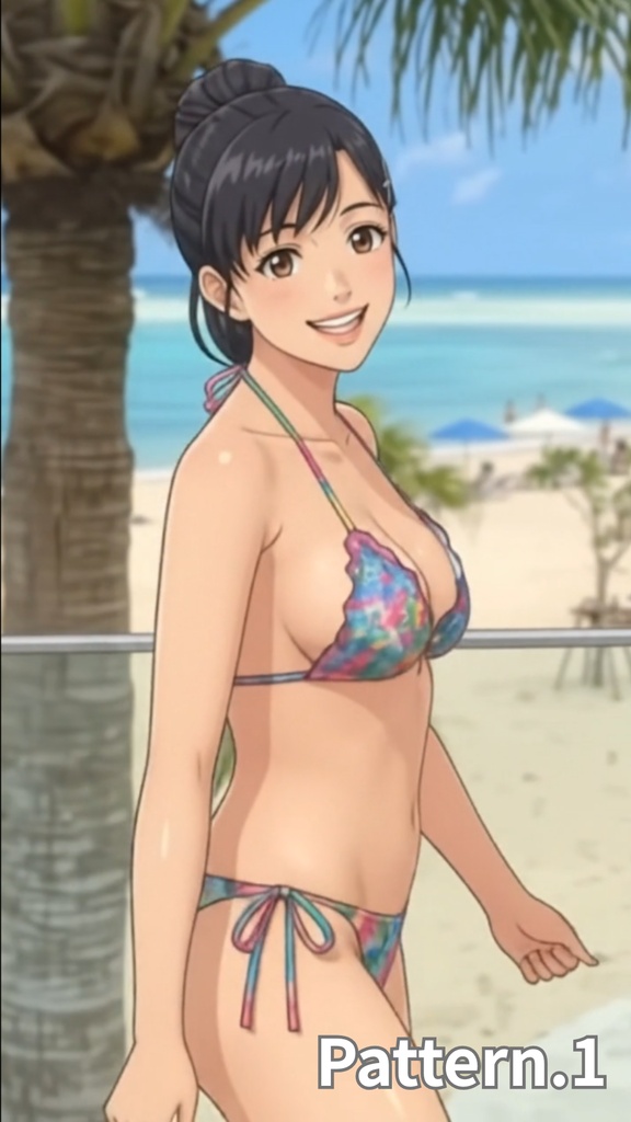 【ボイス付/¥100】花柄ビキニの彼女と南国リゾートデート(全3種+限定特典つき)【縦長・横長】