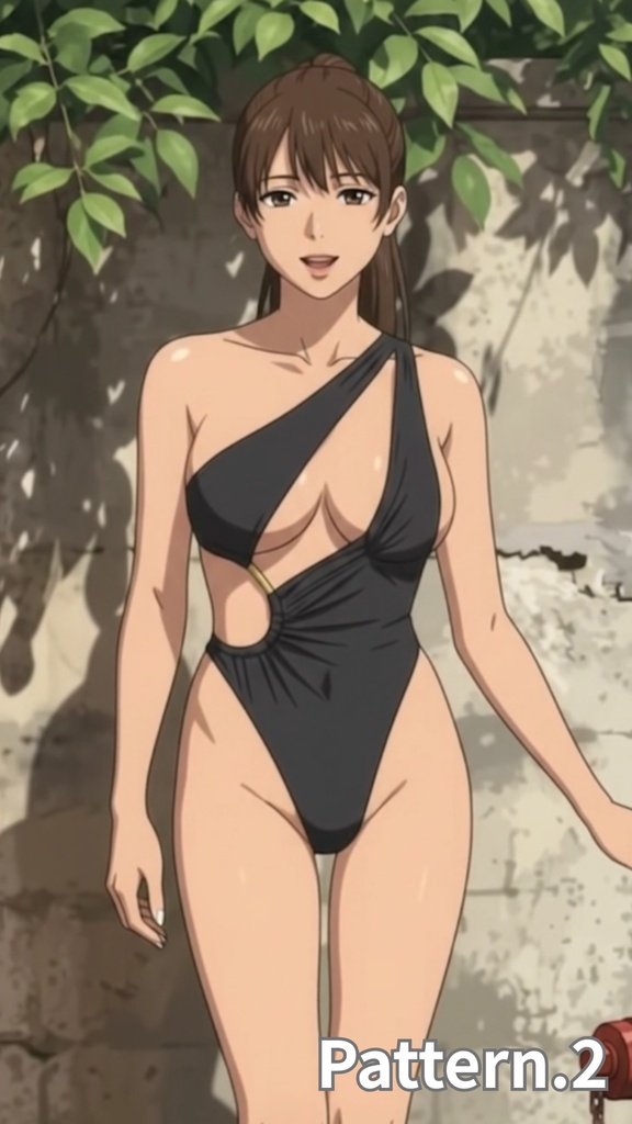 【ボイス付/¥100】黒モノキニの彼女と真夏の街角(全3種+限定特典つき)【縦長・横長】