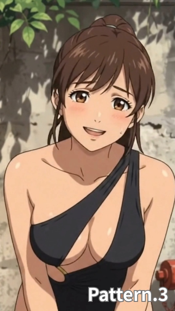 【ボイス付/¥100】黒モノキニの彼女と真夏の街角(全3種+限定特典つき)【縦長・横長】