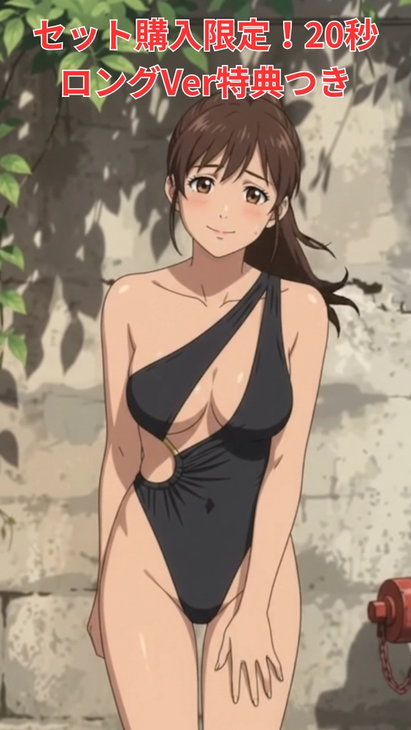 【ボイス付/¥100】黒モノキニの彼女と真夏の街角(全3種+限定特典つき)【縦長・横長】
