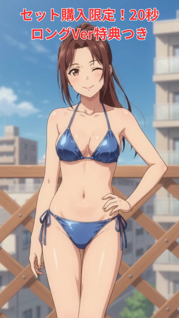 【ボイス付/¥100】水色Tバックの彼女と屋上プライベート(全3種+豪華W特典つき)【縦長・横長】