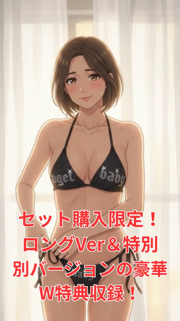 【ボイス付/¥100】黒ラインストーンビキニの彼女と迎える朝(全3種+豪華W特典つき)【縦長・横長】