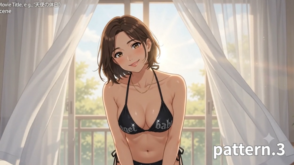 【ボイス付/¥100】黒ラインストーンビキニの彼女と迎える朝(全3種+豪華W特典つき)【縦長・横長】