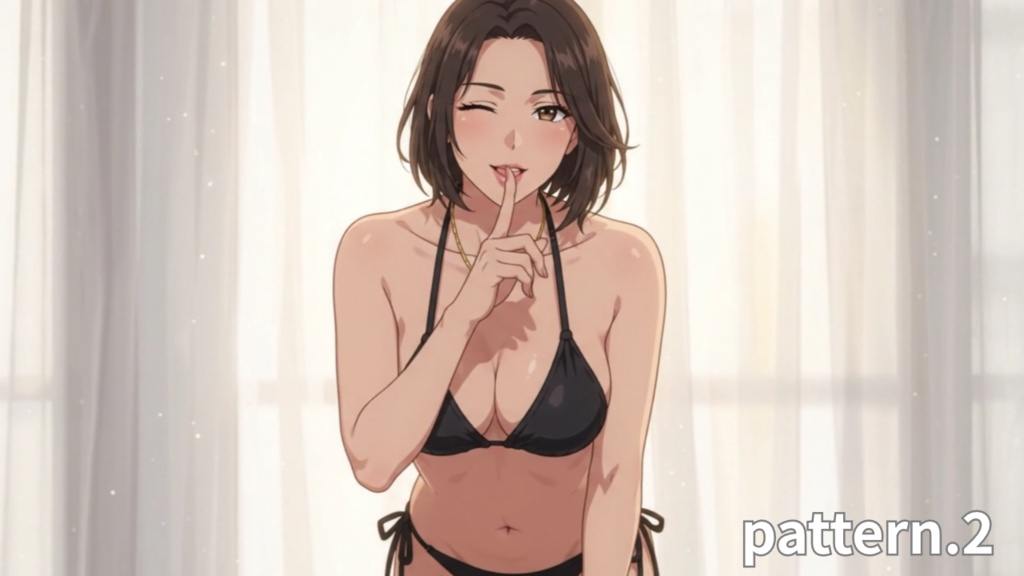 【ボイス付/¥100】黒ラインストーンビキニの彼女と迎える朝(全3種+豪華W特典つき)【縦長・横長】