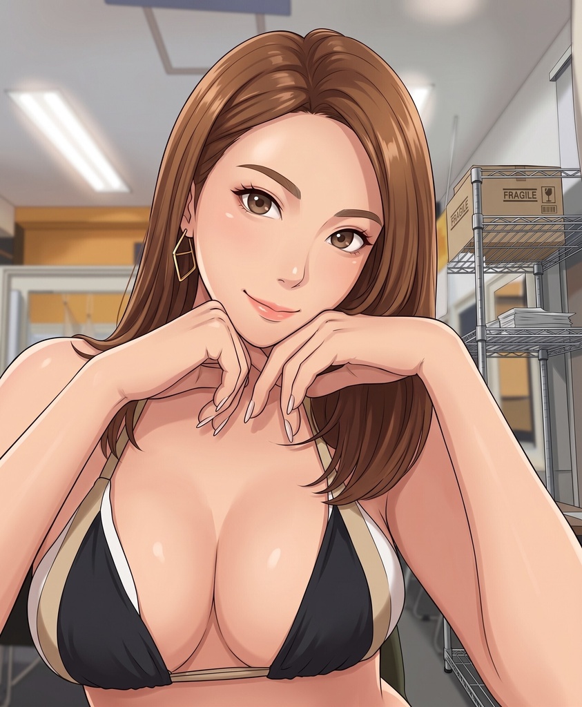 【ボイス付/￥100】ベージュビキニの彼女と秘密のバックヤード（全3種＋限定特典つき）【縦長・横長】