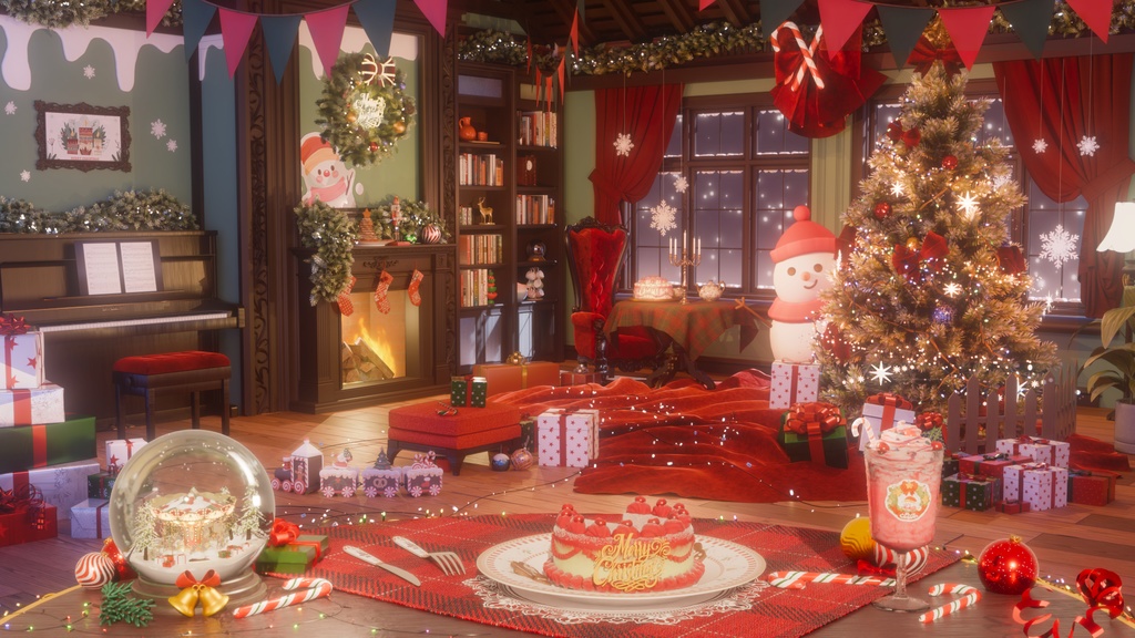 【動く配信背景】クリスマス|ダイナミックシーン|Vtuber配信用バーチャル背景|配信ルーム美化|