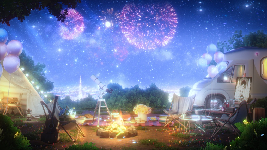 【動く配信背景】キャンプに行こう!|4k|Vtuber配信用バーチャル背景|配信ルーム美化|