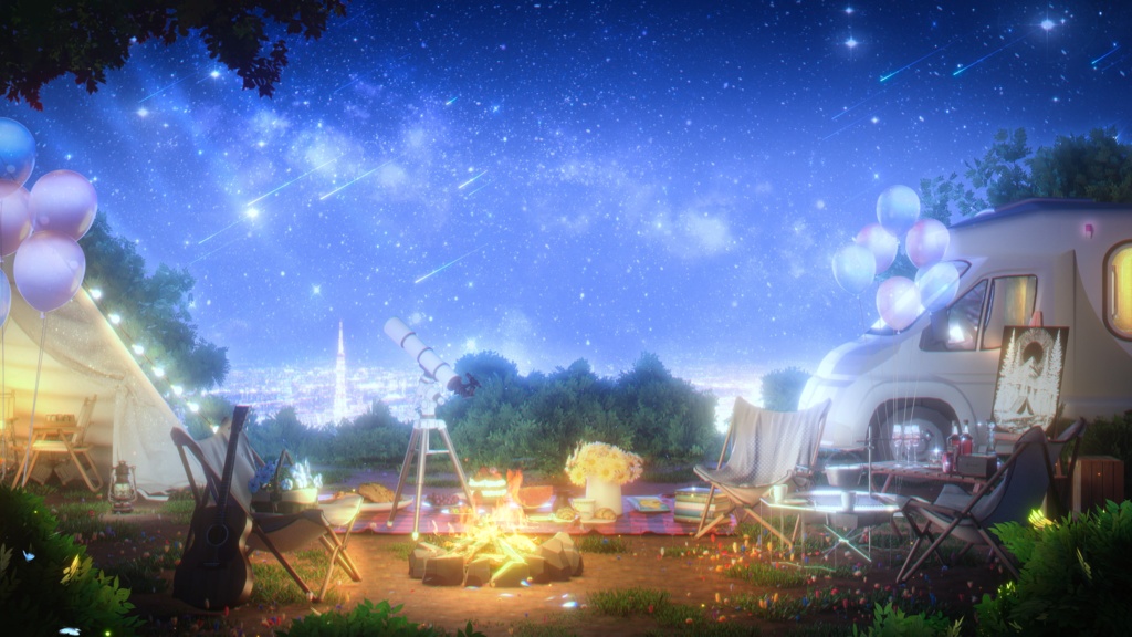 【動く配信背景】キャンプに行こう!|4k|Vtuber配信用バーチャル背景|配信ルーム美化|