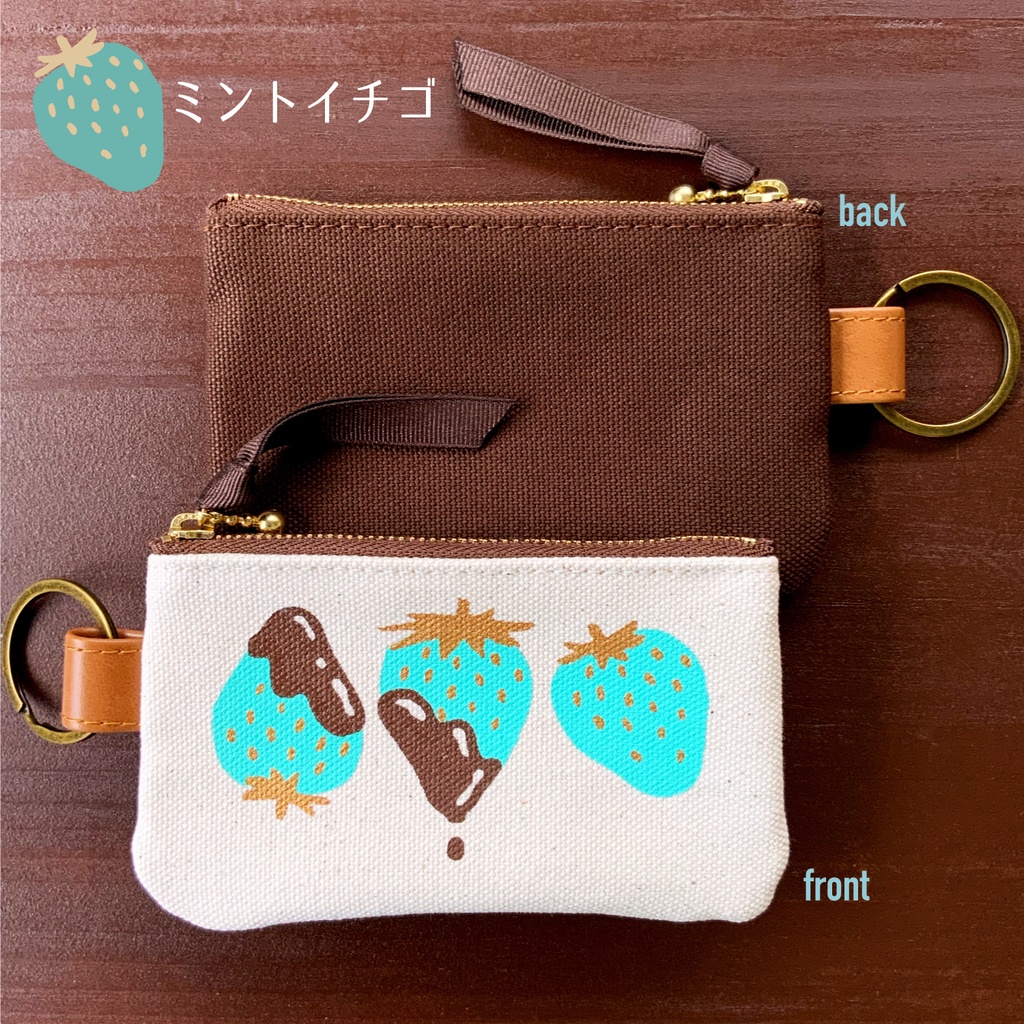 【送料無料】イチゴミニミニポーチ(キーリング付き)レッド・ミント