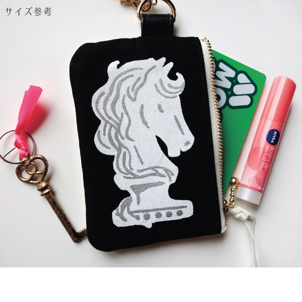 【送料無料】チェスナイト柄バイカラーポーチ(バッグチャームつき)