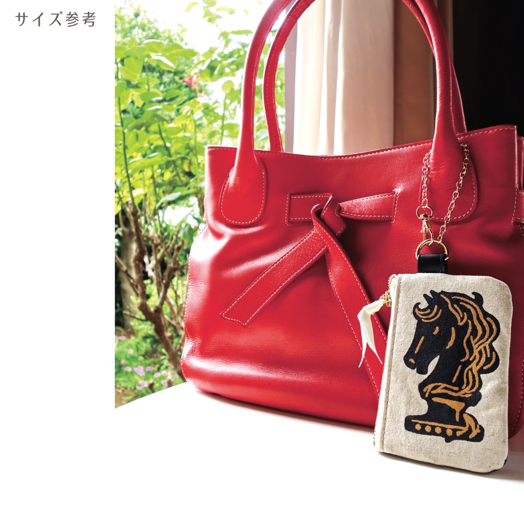 【送料無料】チェスナイト柄バイカラーポーチ(バッグチャームつき)