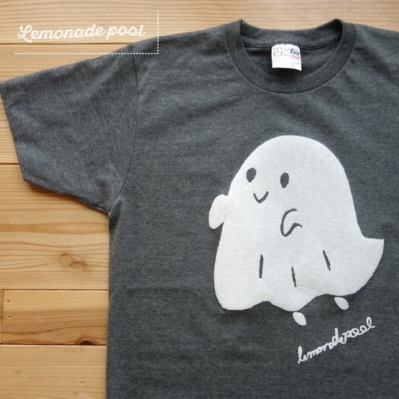 メンズsサイズ１点のみ だんだん怖くなる オバケちゃんtシャツ 濃いめのグレー Lemonadepool レモネードプール Booth