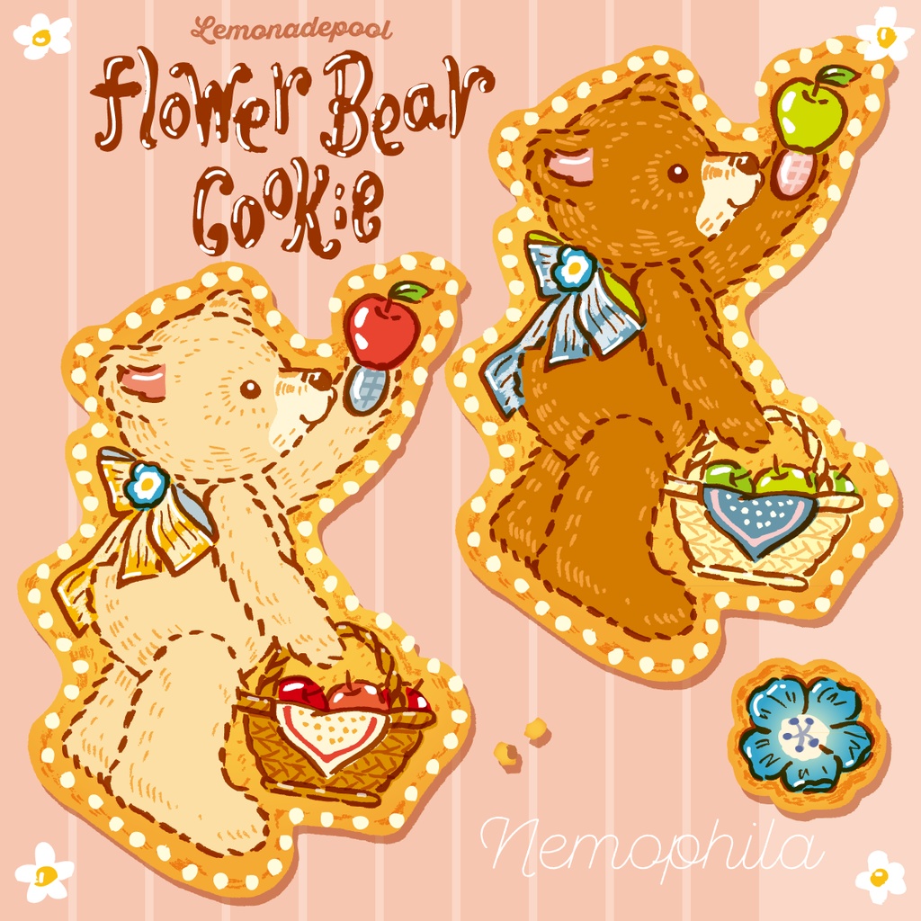 【送料無料】フラワーベア♡お花好きなクマちゃんマスキングテープ