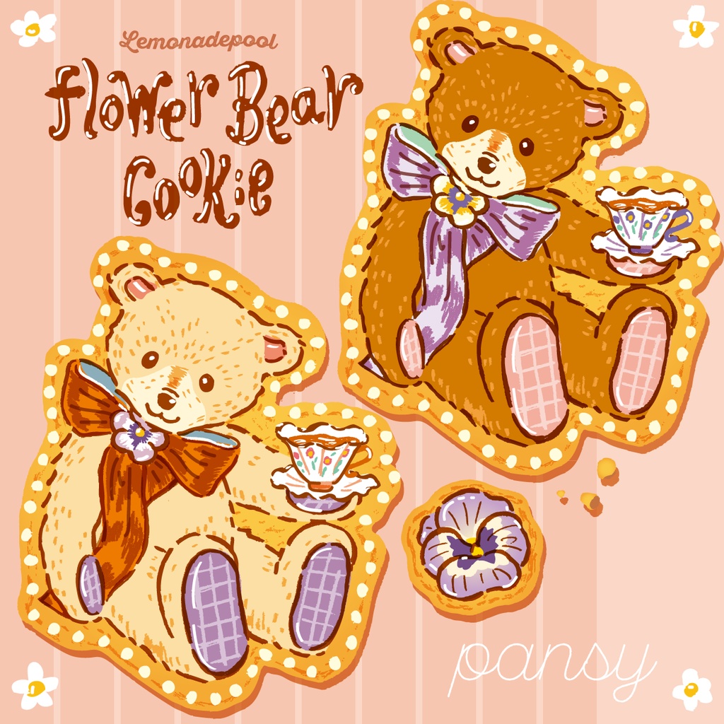 【送料無料】フラワーベア♡お花好きなクマちゃんマスキングテープ