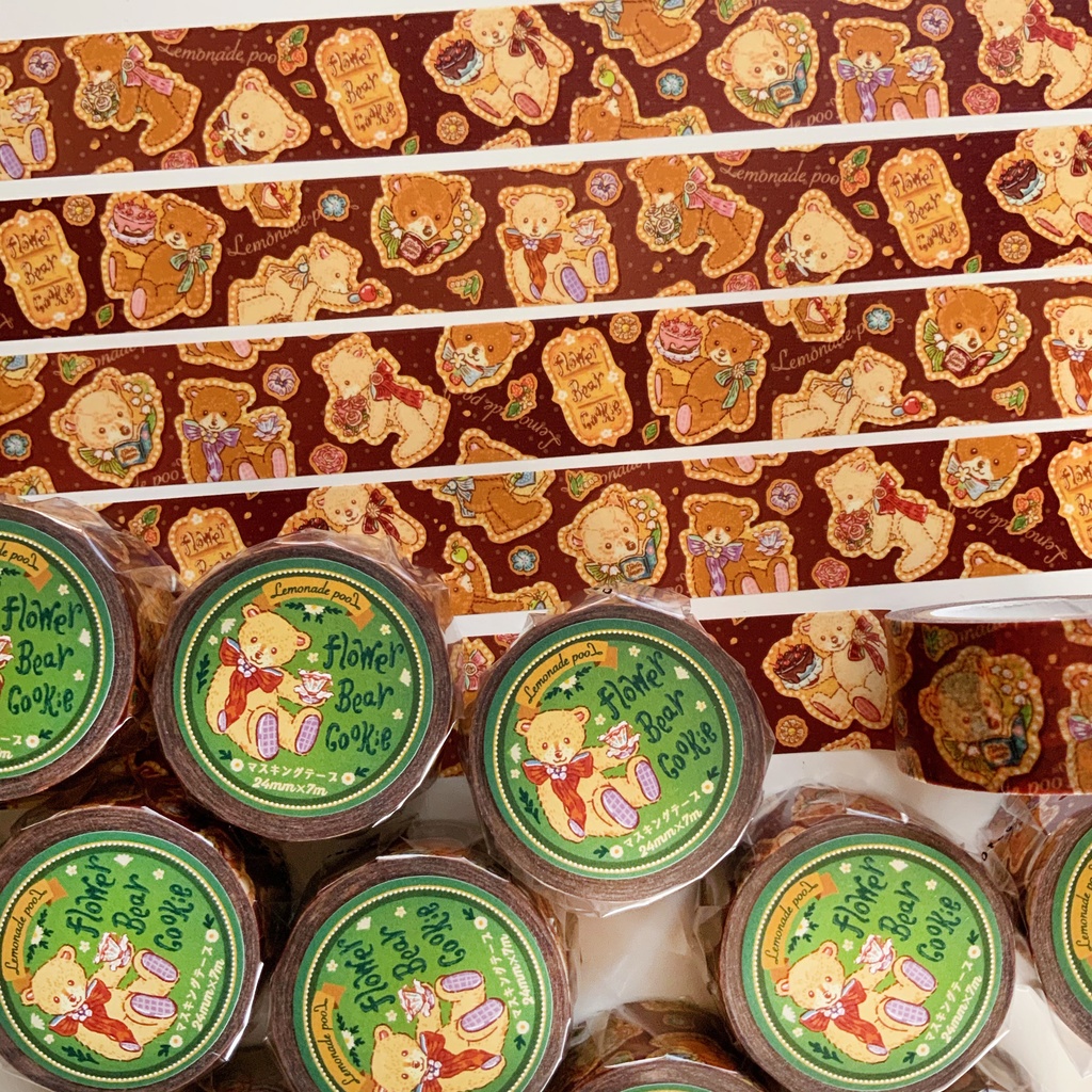 【送料無料】フラワーベア♡お花好きなクマちゃんマスキングテープ