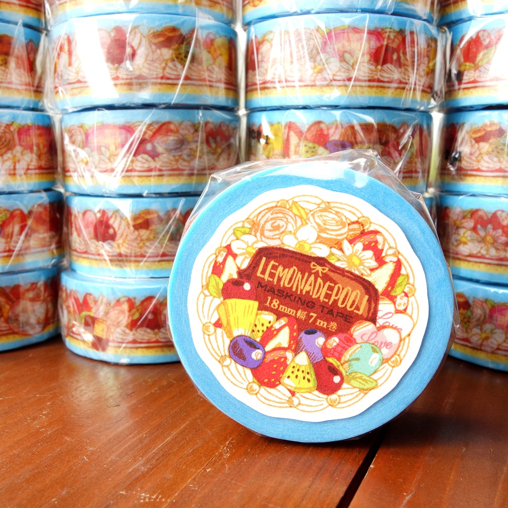 【送料無料】ずーっとケーキ柄お茶会マスキングテープ