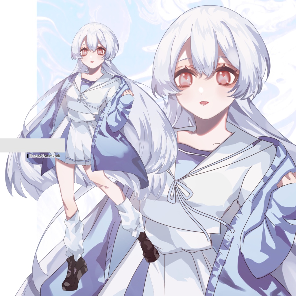【全身立ち絵】セーラー服の少女【表情差分8種】