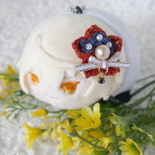 髪飾り 桔梗 橙 紺小花 かぎ針帽子 Booth 髪飾り 桔梗 橙 紺小花 かぎ針帽子 Booth