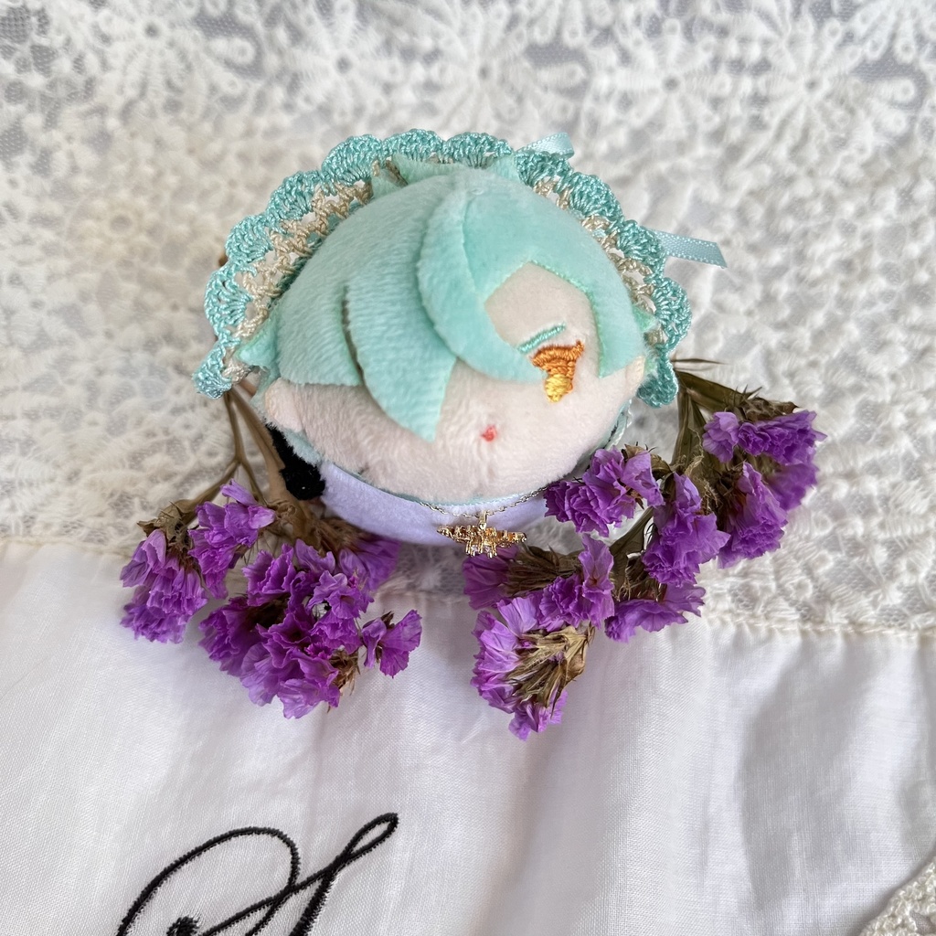 ヘッドドレス もちマスミニ向 ベージュミントグリーン