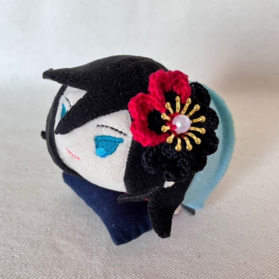 マグネット髪飾り　桜 バイカラー 黒×赤