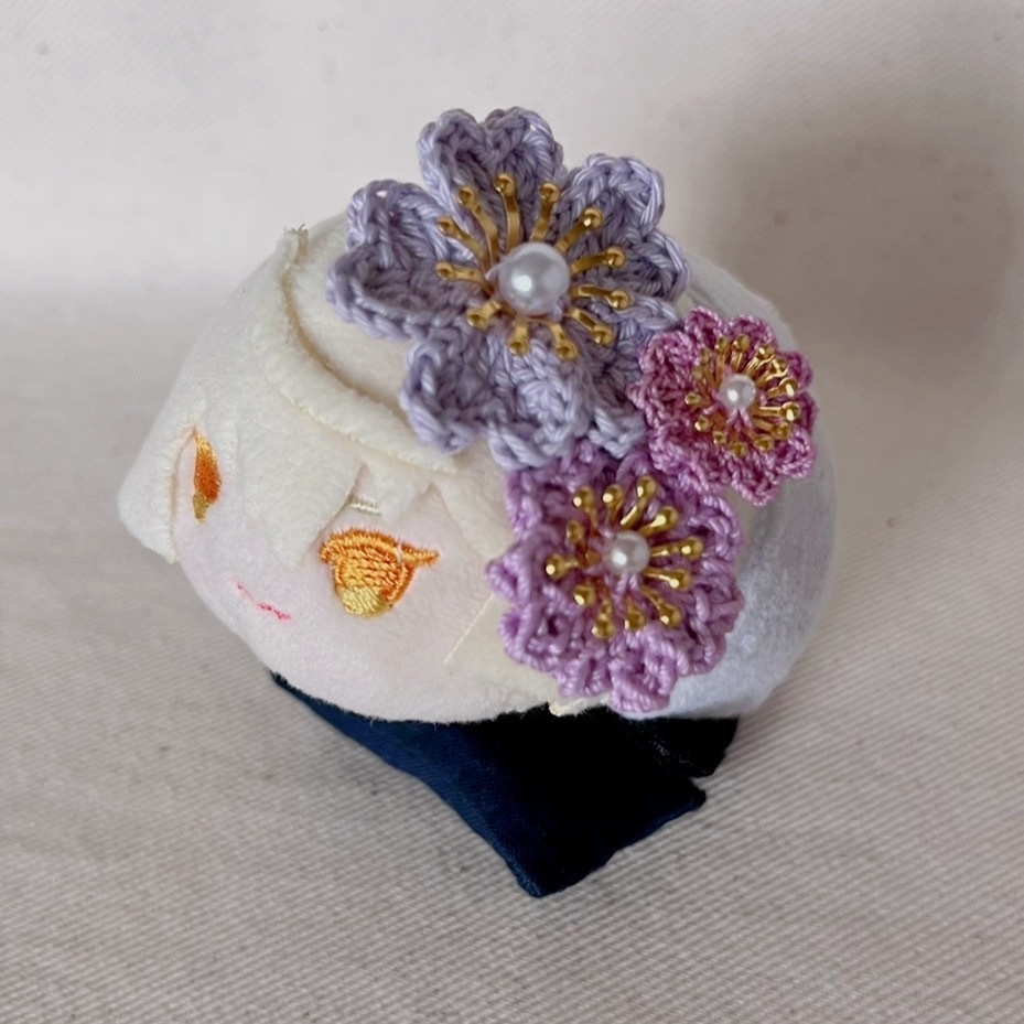 マグネット髪飾り 桜花火 紫