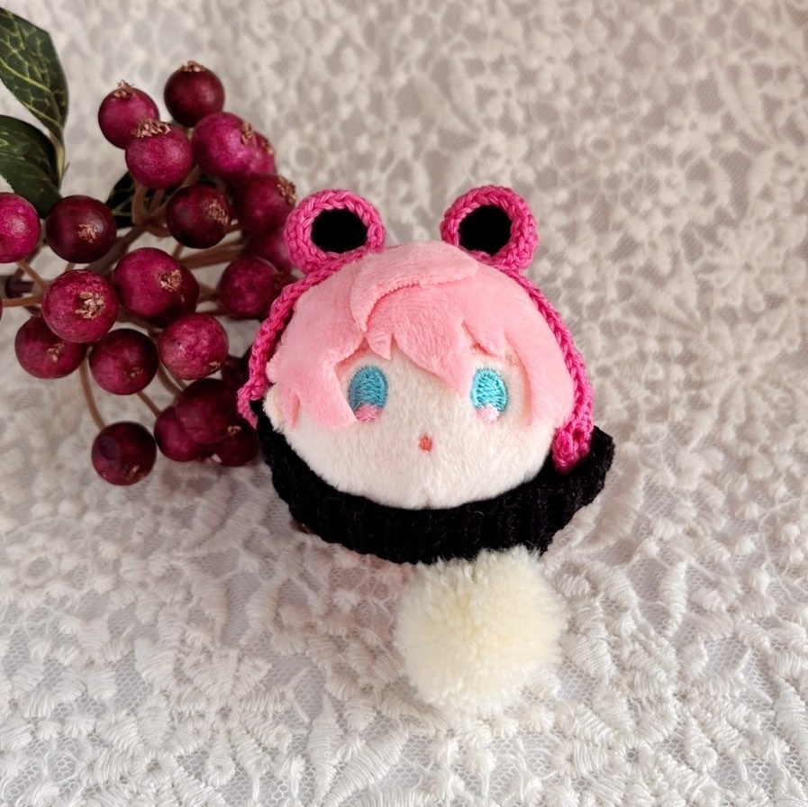 クマ耳マフラー　ピンク×ブラック　もちマスミニ向