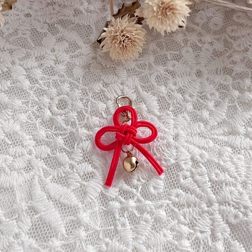 水引チャーム 赤 叶結び