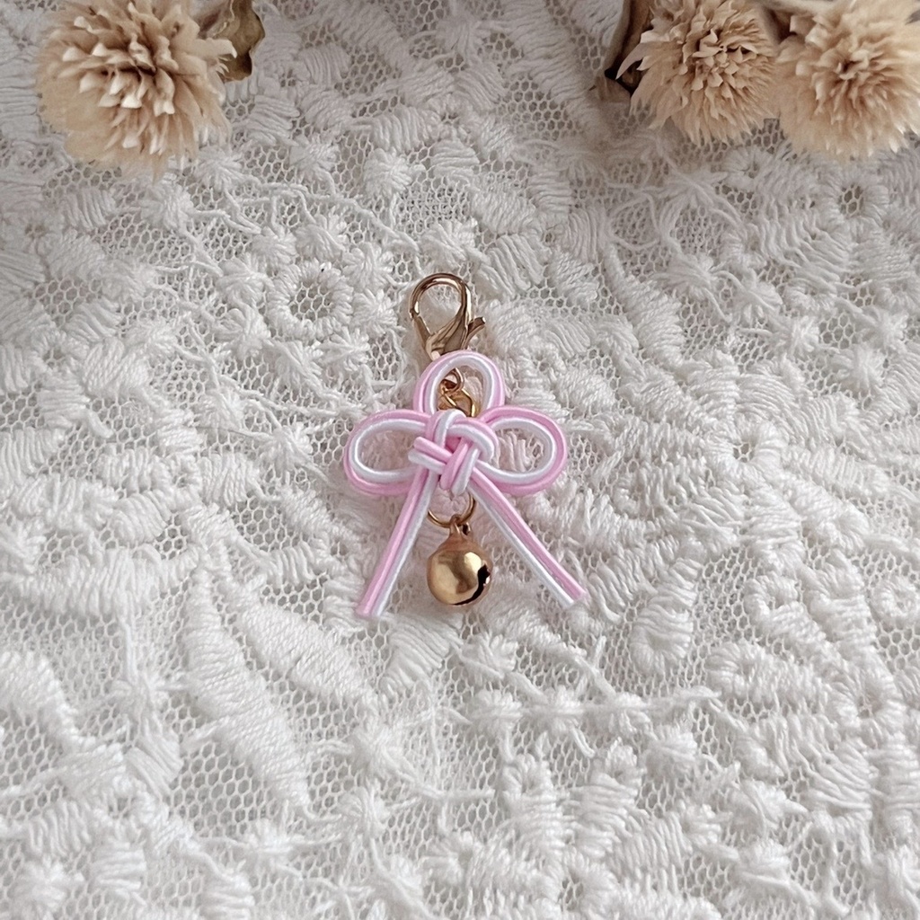 水引チャーム 薄桃色 叶結び