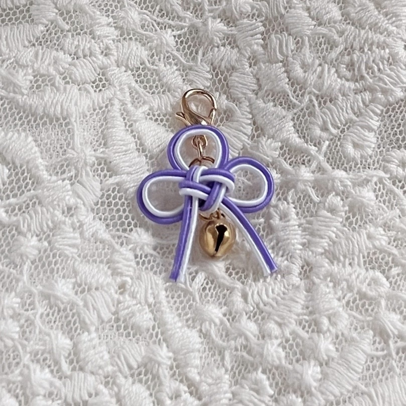 水引チャーム 紫 叶結び