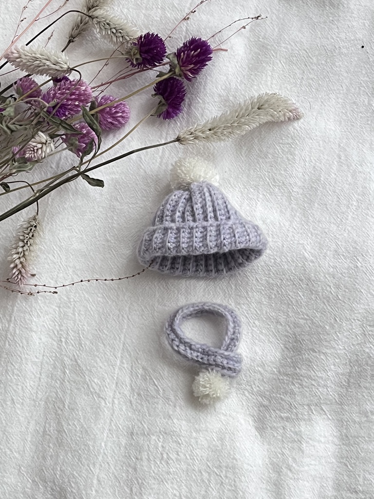 8cmぬいぐるみ用 マフラー＆帽子セット グレー×ラメ