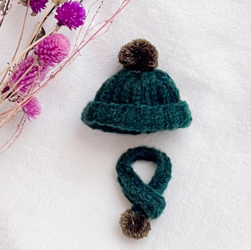 8cmぬいぐるみ用 マフラー＆帽子セット 緑