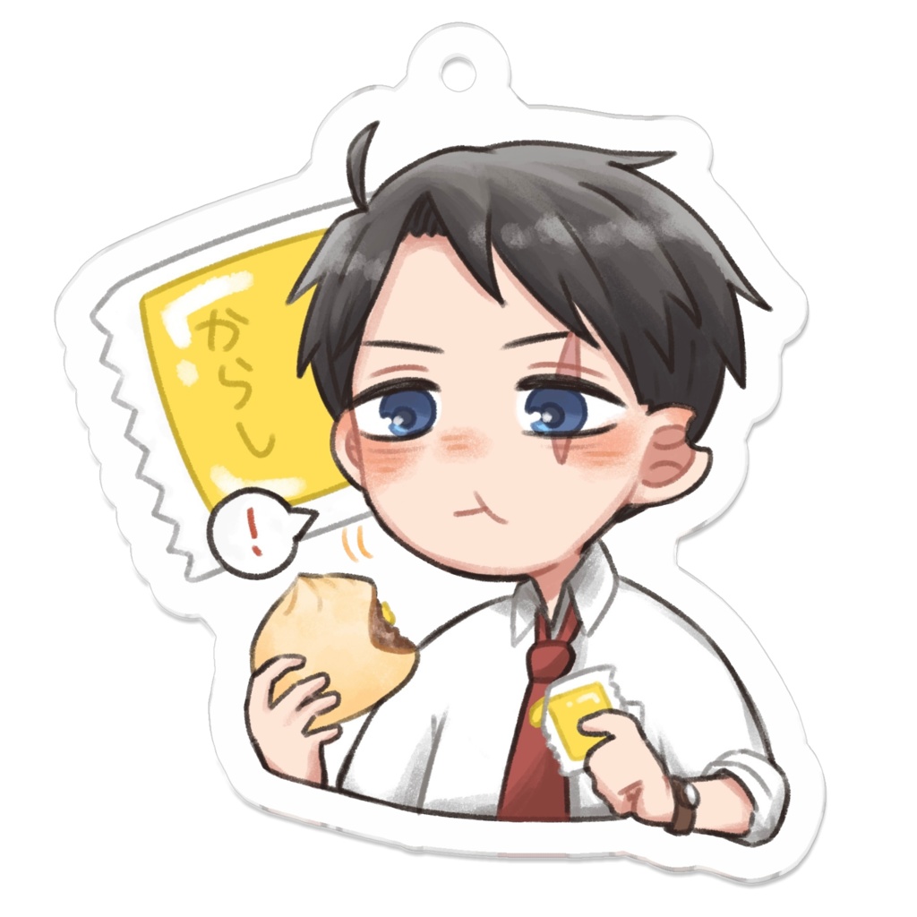 肉まん食べてる3人のアクキー(からし)