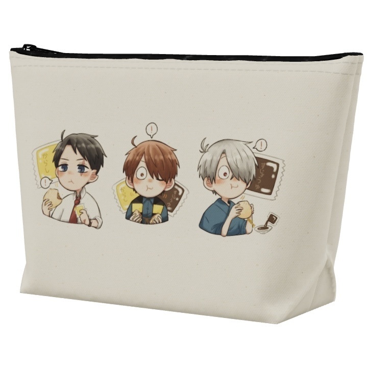 肉まん食べる3人のポーチ