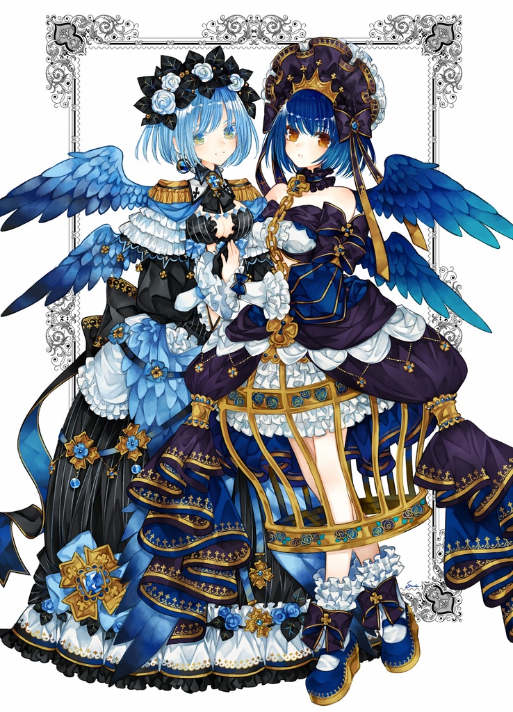 A2サイズタペストリー【青い鳥姉妹】