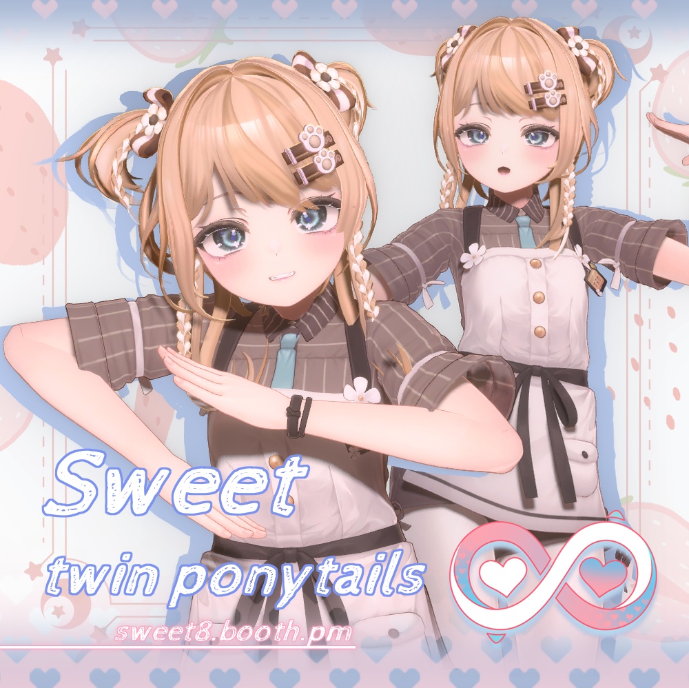 【8アバター対応】·Sweet twin ponytails·可愛いツインテール·髪型·