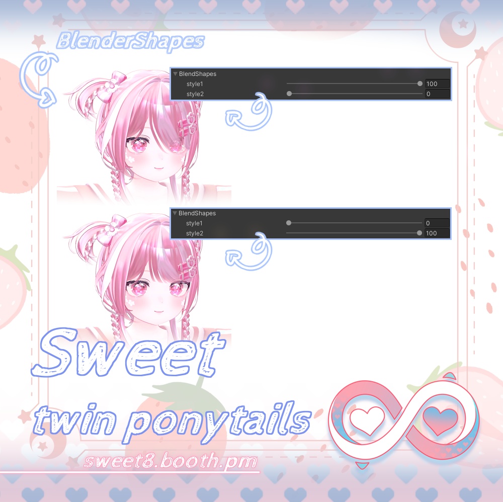 【8アバター対応】·Sweet twin ponytails·可愛いツインテール·髪型·