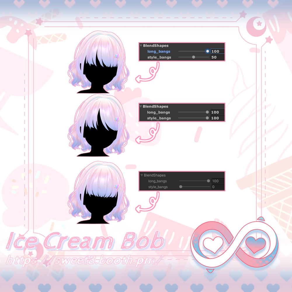 【8アバター対応】·Ice Cream Bob·アイスクリームボブ·髪型·