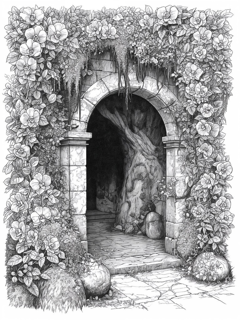 MYSTERIES OF HIDDEN GARDENS. 40 Botanical Coloring Pages (PDF)